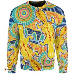 Amazing Aussie Australia Platypus Aboriginal Yellow Platypus With Aboriginal Art Dot Painting Patterns Inspired Sweatshirt