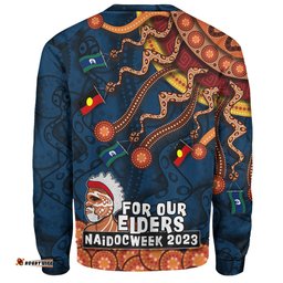 Amazing Aussie Australia Naidoc Week Custom For Our Elders Naidoc Week Snake Aboriginal Painting With Flag (Blue) Sweatshirt