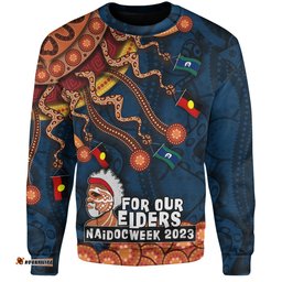 Amazing Aussie Australia Naidoc Week Custom For Our Elders Naidoc Week Snake Aboriginal Painting With Flag (Blue) Sweatshirt