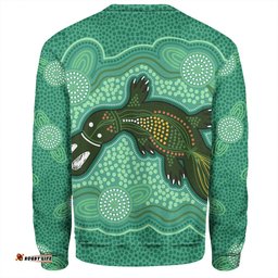 Amazing Aussie Australia Aboriginal Green Platypus Aboriginal Art Inspired Sweatshirt
