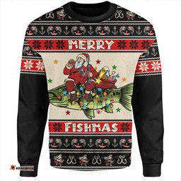 Amazing Aussie Australia Fishing Santa Ugly Christmas Sweatshirt