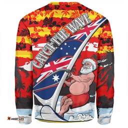 Amazing Aussie Australia Surfing Christmas Tropical Santa Catch The Wave Sweatshirt