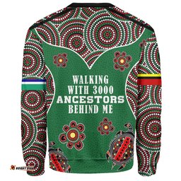 Amazing Aussie Australia Aboriginal Walking with 3000 Ancestors Behind Me Green Patterns Sweatshirt