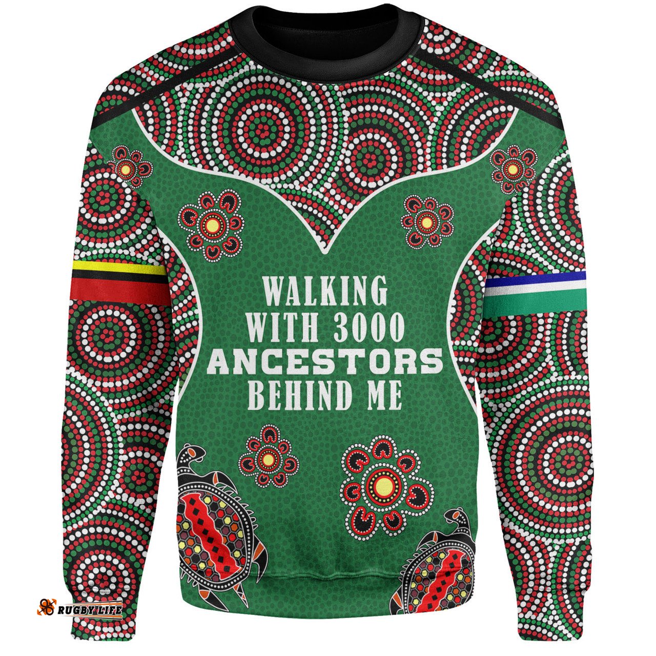 Amazing Aussie Australia Aboriginal Walking with 3000 Ancestors Behind Me Green Patterns Sweatshirt