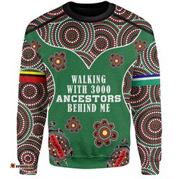 Amazing Aussie Australia Aboriginal Walking with 3000 Ancestors Behind Me Green Patterns Sweatshirt