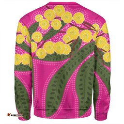 Amazing Aussie Australia Flowers Aboriginal Australian Yellow Wattle Flowers Painting In Aboriginal Dot Art Style Sweatshirt