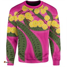 Amazing Aussie Australia Flowers Aboriginal Australian Yellow Wattle Flowers Painting In Aboriginal Dot Art Style Sweatshirt