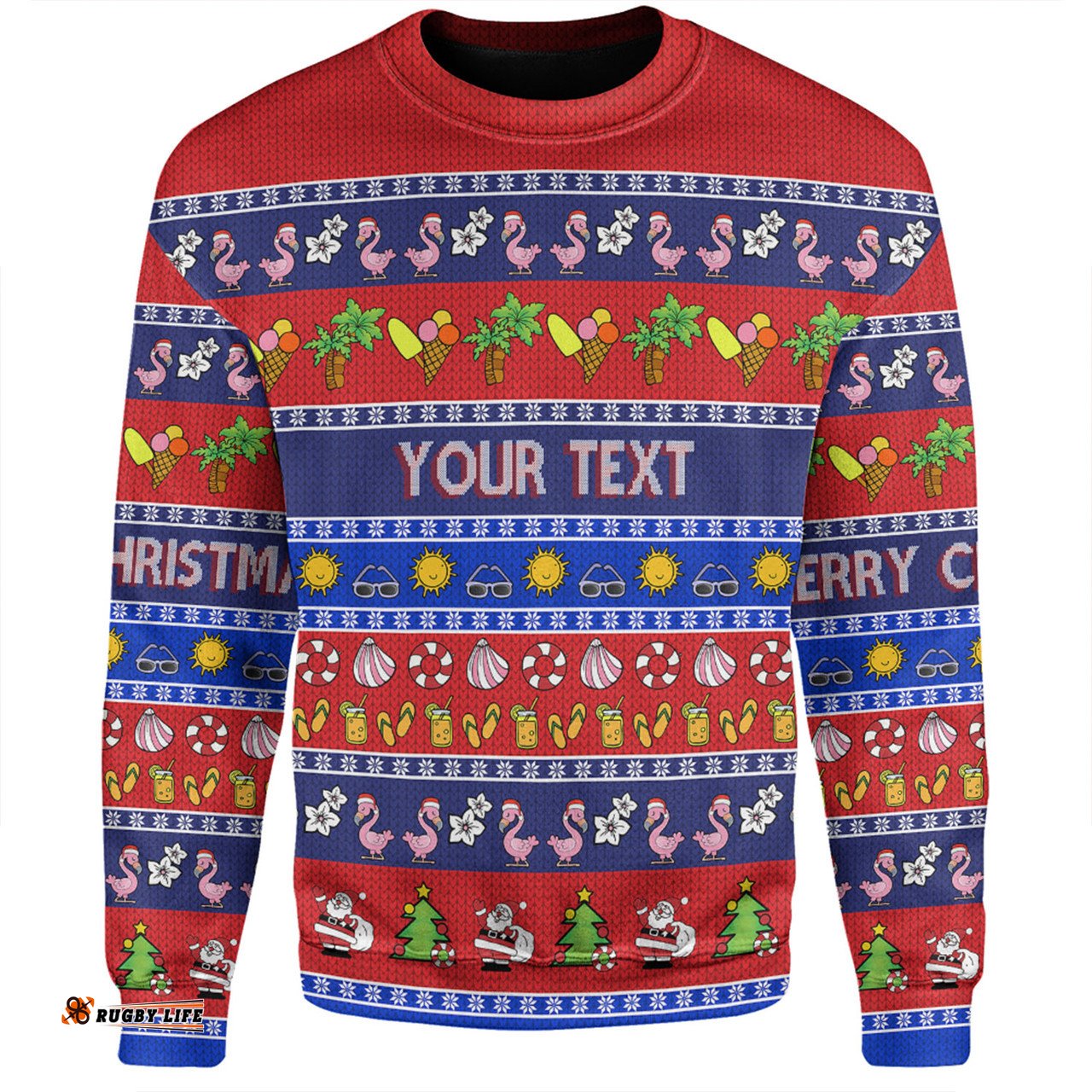 Amazing Aussie Australia Christmas Custom Aussie Christmas Flamingo Summer Vibes Blue Sweatshirt