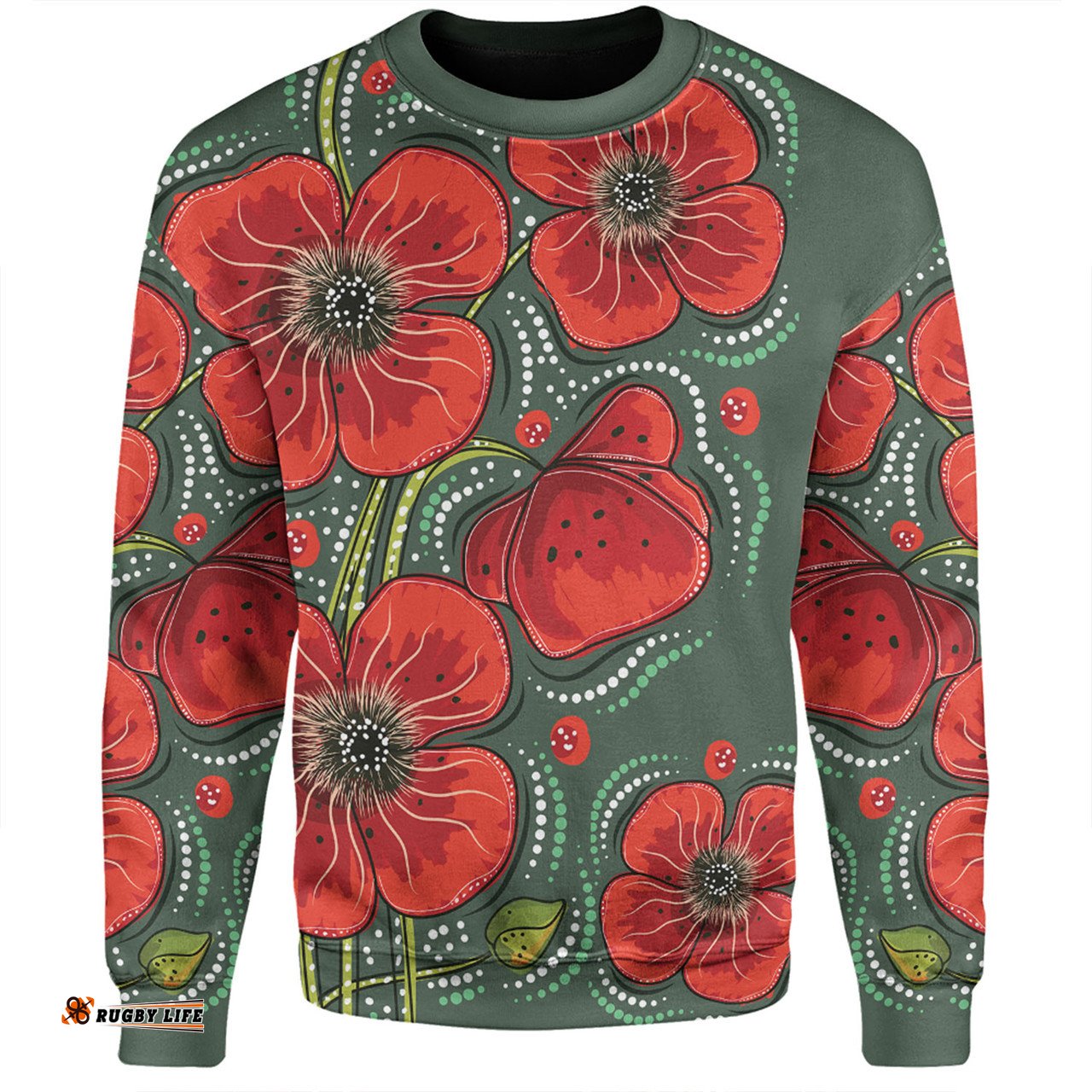 Amazing Aussie Australia Aboriginal Aboriginal Style Australian Poppy Flower Background Sweatshirt