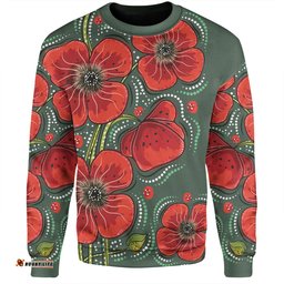 Amazing Aussie Australia Aboriginal Aboriginal Style Australian Poppy Flower Background Sweatshirt
