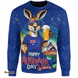 Amazing Aussie Australia Happy Australia Day Funny Kangaroo With Beer Sweatshirt