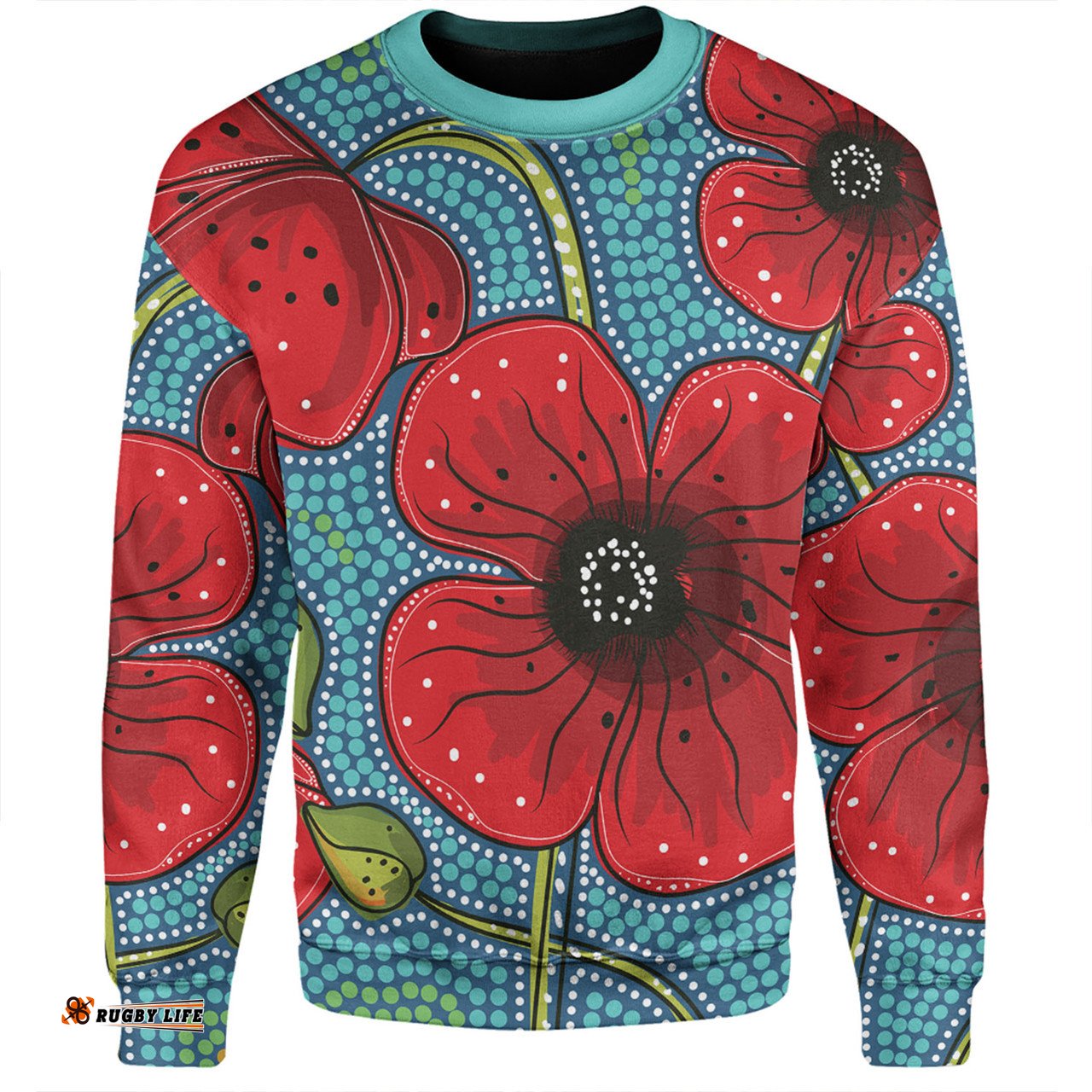 Amazing Aussie Australia Flowers Aboriginal Aboriginal Dot Art Of Australian Poppy Flower Painting Sweatshirt