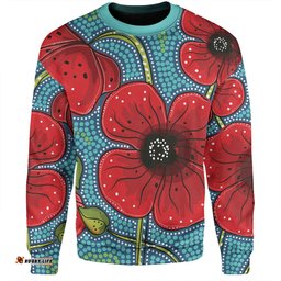 Amazing Aussie Australia Flowers Aboriginal Aboriginal Dot Art Of Australian Poppy Flower Painting Sweatshirt