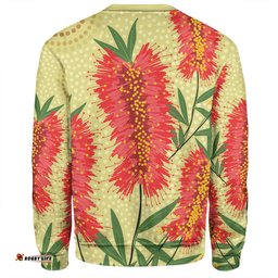 Amazing Aussie Australia Flowers Aboriginal Aboriginal Painting Red Bottle Brush Tree Sweatshirt