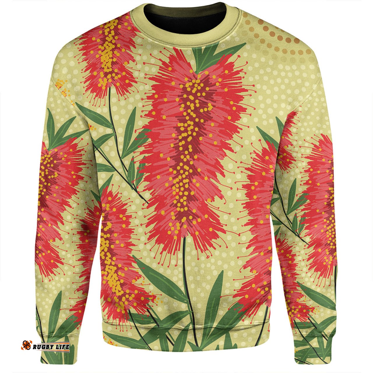 Amazing Aussie Australia Flowers Aboriginal Aboriginal Painting Red Bottle Brush Tree Sweatshirt