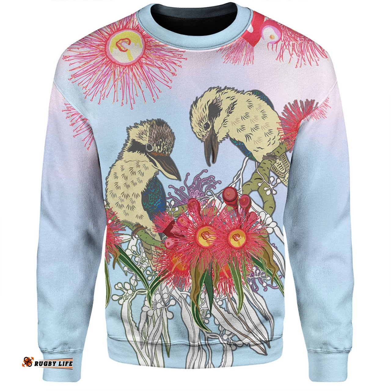 Amazing Aussie Australia Kookaburra Couple Kookaburra With Eucalyptus Flower Art Sweatshirt