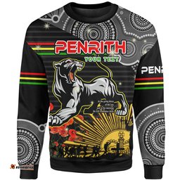 Amazing Aussie Penrith Panthers Anzac Aboriginal Inspired Pattern Sweatshirt