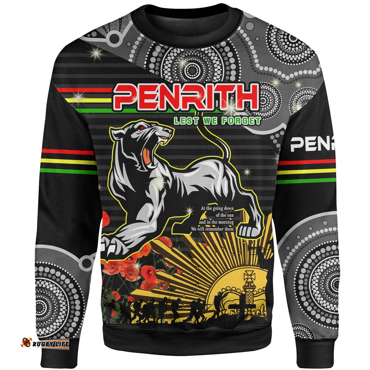 Amazing Aussie Penrith Panthers Anzac Aboriginal Inspired Pattern Sweatshirt