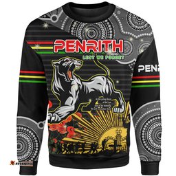 Amazing Aussie Penrith Panthers Anzac Aboriginal Inspired Pattern Sweatshirt