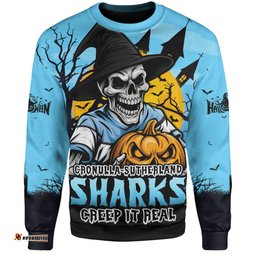 Amazing Aussie Cronulla Sutherland Sharks Dark Moon Rugby Halloween Battle Edition Sweatshirt