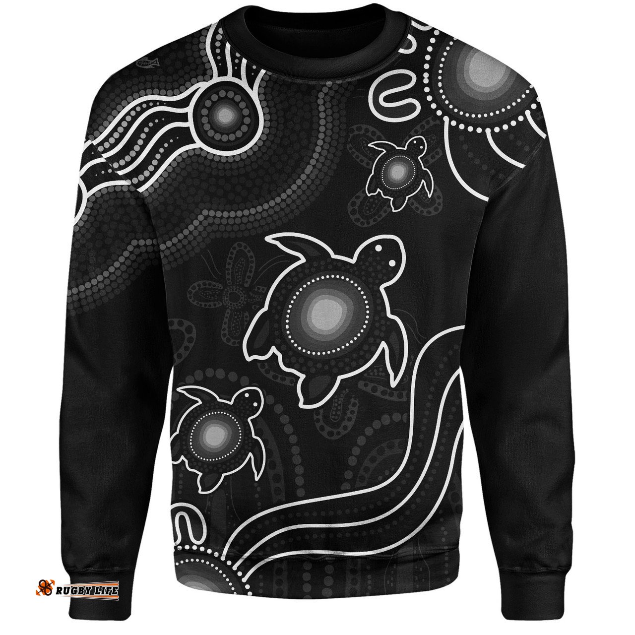 Amazing Aussie Australia Aboriginal Turtle Dreaming Journey Featuring Dot Art Black Sweatshirt