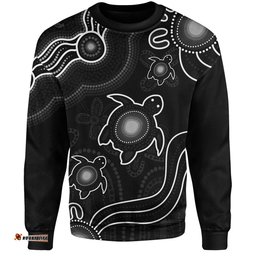 Amazing Aussie Australia Aboriginal Turtle Dreaming Journey Featuring Dot Art Black Sweatshirt