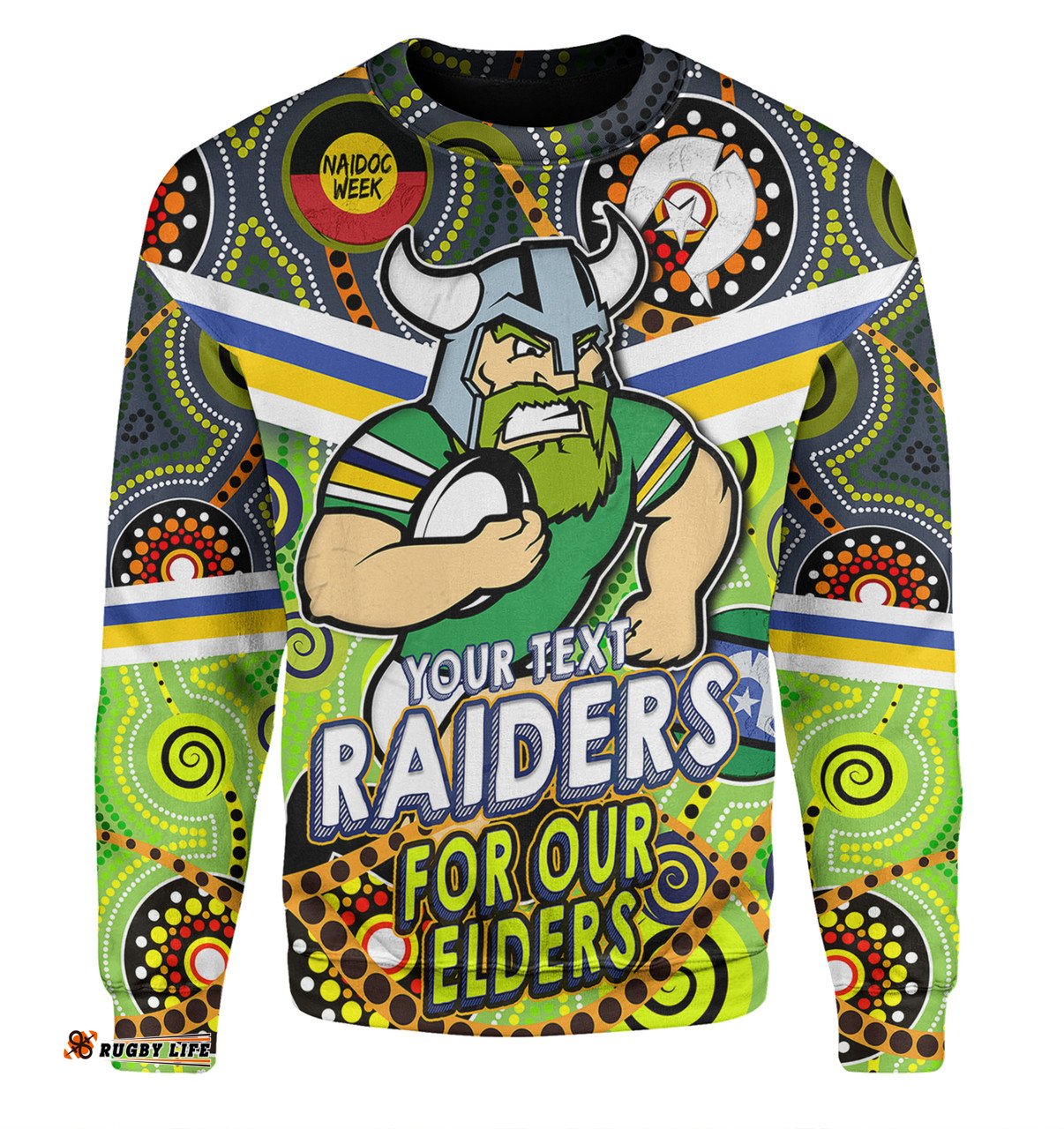 Amazing Aussie Canberra Raiders Naidoc Week Custom Raiders Naidoc For Our Elders Dot Art Style Sweatshirt