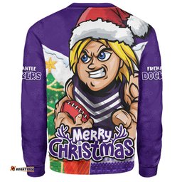 Amazing Aussie Fremantle Santa Scoring Touchdown On Christmas Game Day Sweatshirt