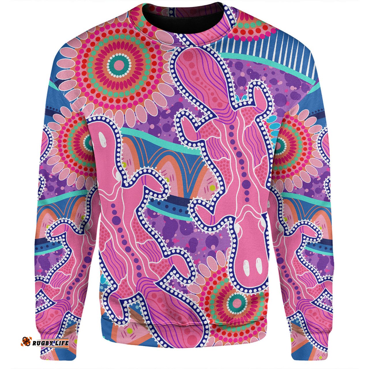 Amazing Aussie Australia Platypus Aboriginal Pink Platypus With Aboriginal Art Dot Painting Patterns Inspired Sweatshirt