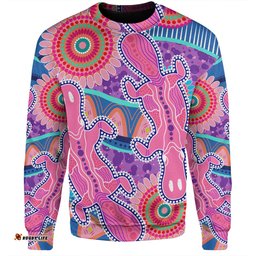 Amazing Aussie Australia Platypus Aboriginal Pink Platypus With Aboriginal Art Dot Painting Patterns Inspired Sweatshirt