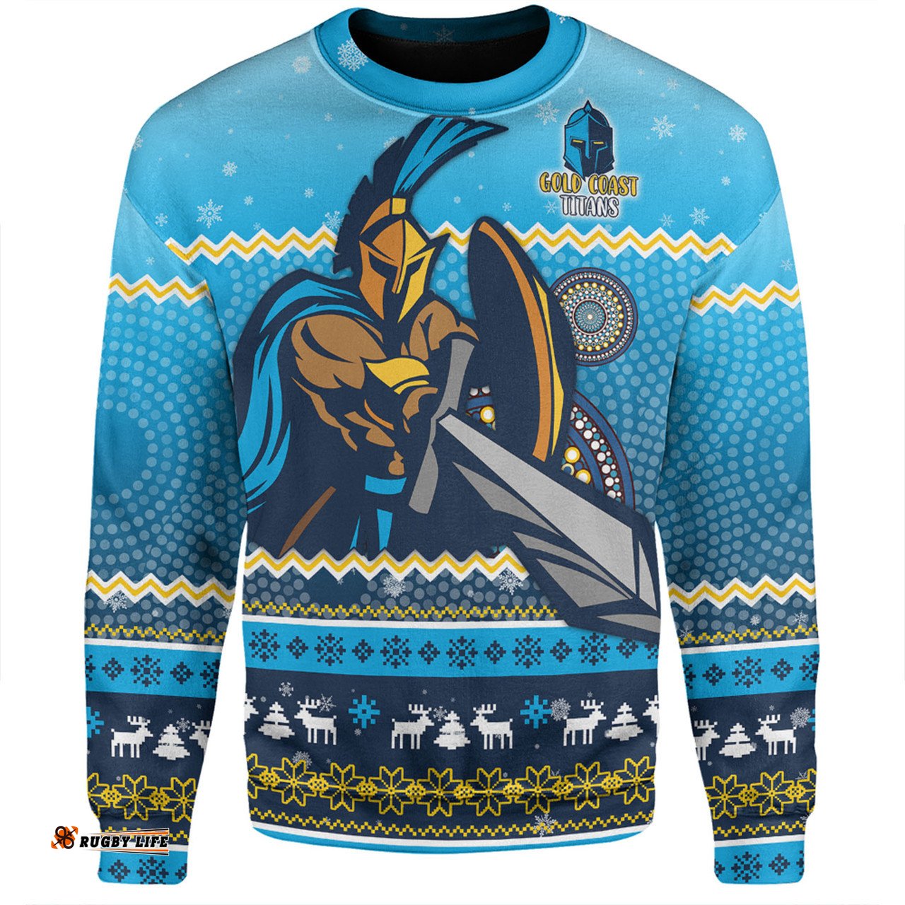 Amazing Aussie Gold Coast Titans Christmas Custom Ugly Xmas And Aboriginal Patterns For Die Hard Fan Sweatshirt
