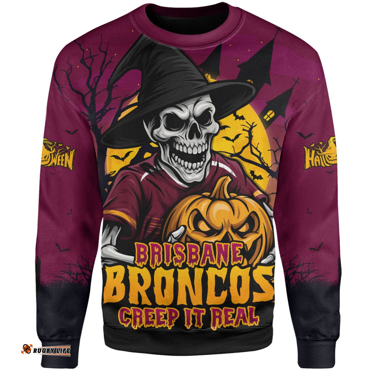 Amazing Aussie Brisbane Broncos Dark Moon Rugby Halloween Battle Edition Sweatshirt