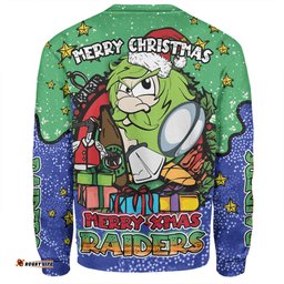 Amazing Aussie Canberra Raiders Christmas Custom Merry Christmas Our Beloved Team With Aboriginal Dot Art Pattern Sweatshirt