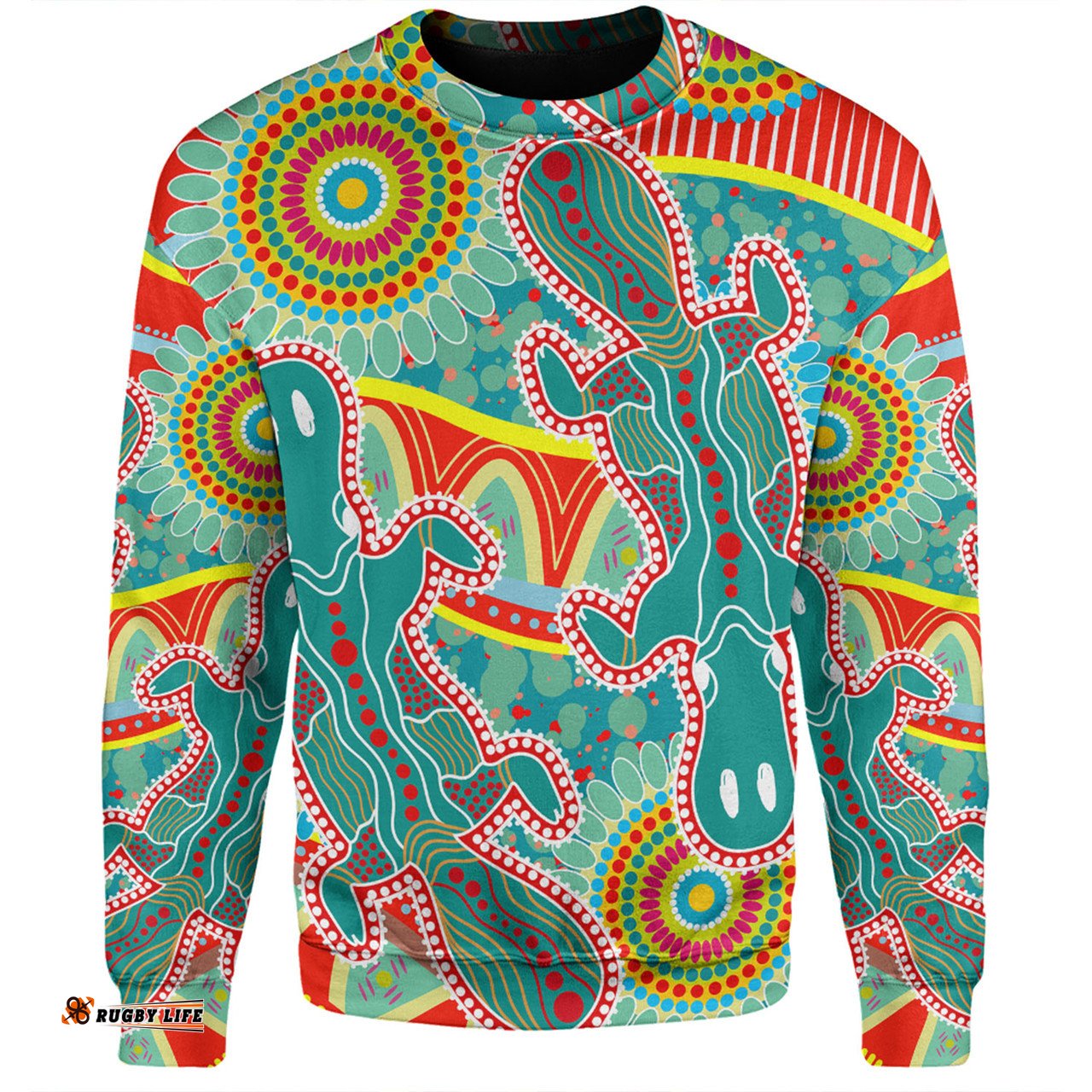 Amazing Aussie Australia Platypus Aboriginal Green Platypus With Aboriginal Art Dot Painting Patterns Inspired Sweatshirt