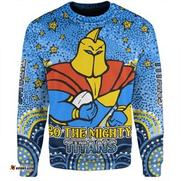 Amazing Aussie Gold Coast Titans Custom Custom With Aboriginal Inspired Style Of Dot Painting Patterns  Sweatshirt