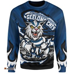 Amazing Aussie Geelong Cats Premiership Series Flame Edition Sweatshirt