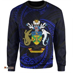 Amazing Aussie Australia South Sea Islanders Solomon Islands Blue Tribal Wave Pattern Sweatshirt