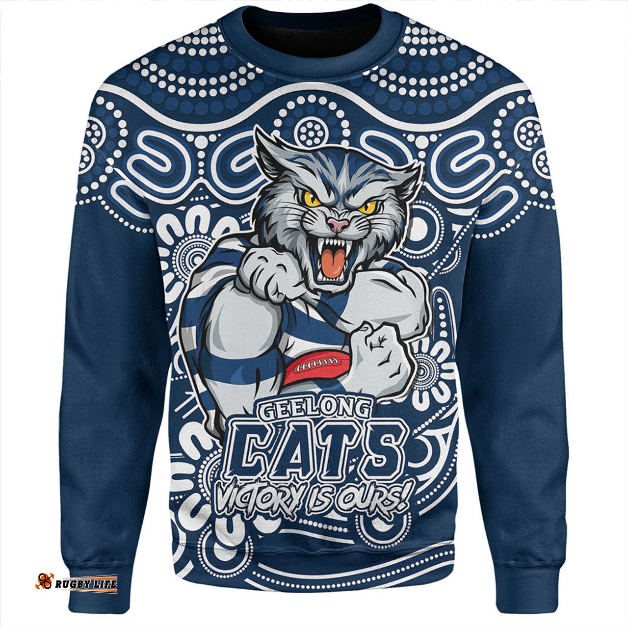 Amazing Aussie Geelong Cats Aboriginal Inspired Tough Fan Football For Life Sweatshirt