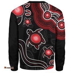 Amazing Aussie Australia Aboriginal Turtle Dreaming Journey Featuring Dot Art Red Sweatshirt