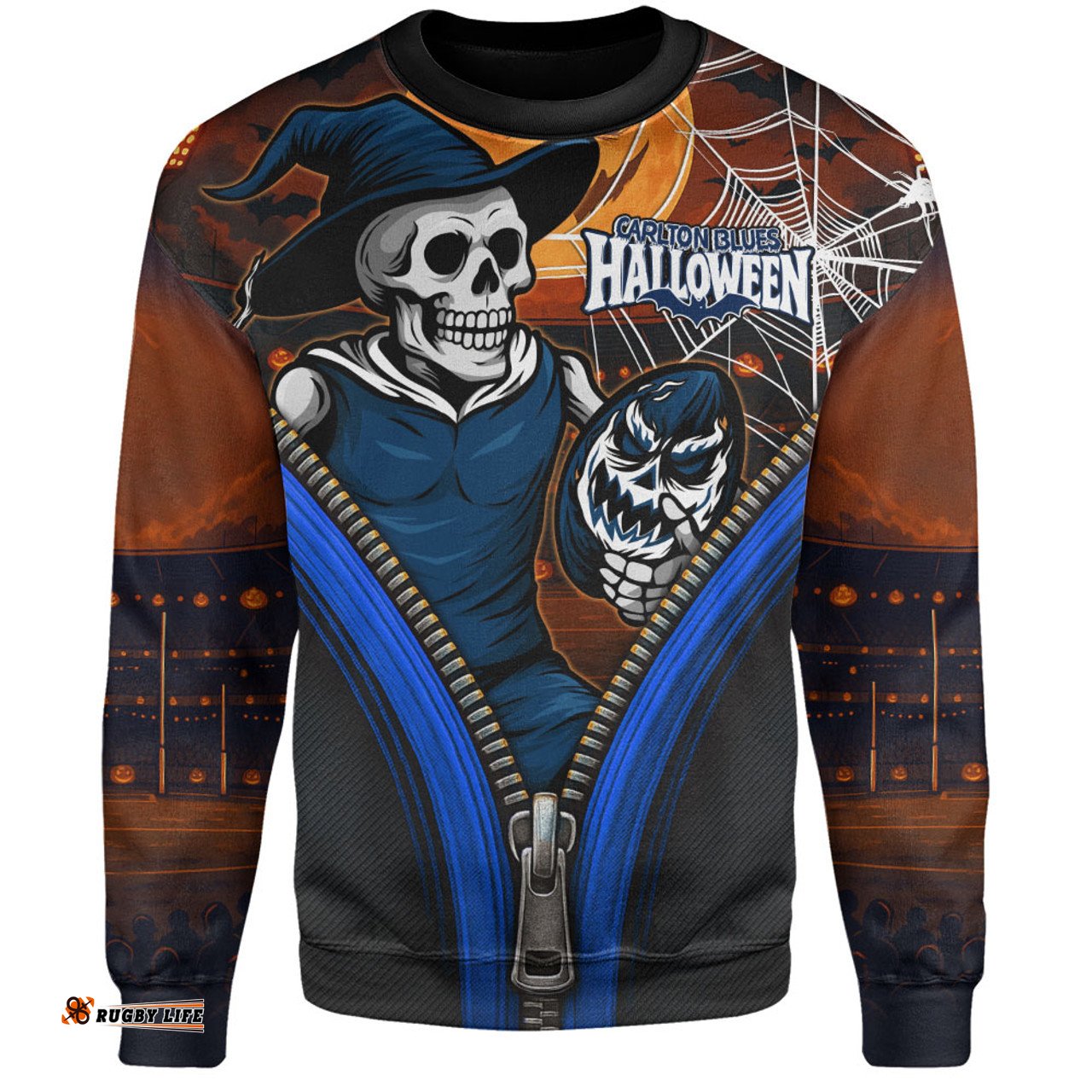 Amazing Aussie Carlton Halloween Night Reaper Zipper Sweatshirt