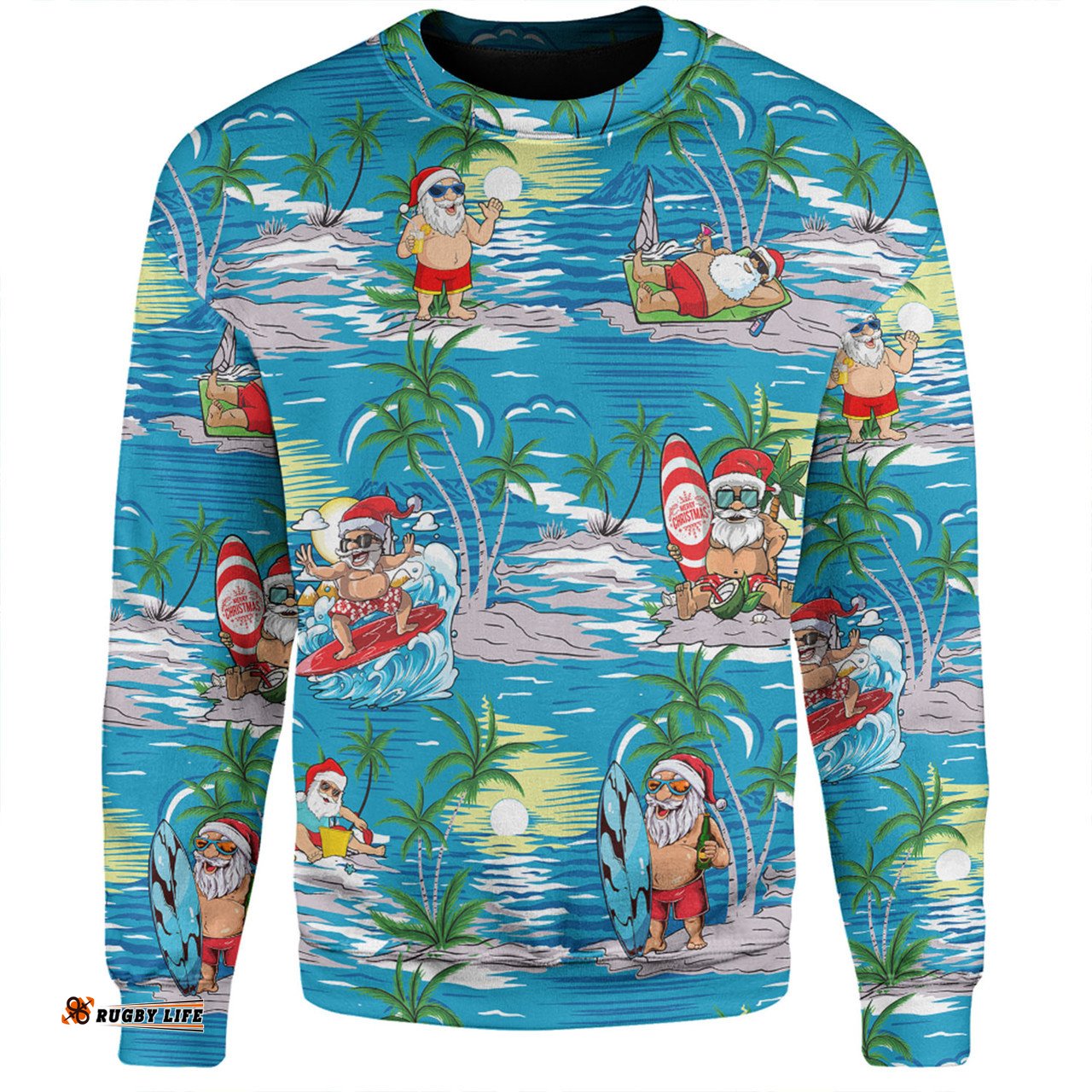 Amazing Aussie Australia Surfing Christmas Tropical Santa Surfing Funny Sweatshirt