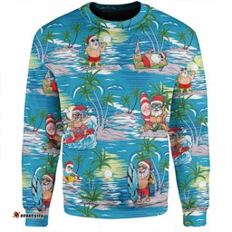 Amazing Aussie Australia Surfing Christmas Tropical Santa Surfing Funny Sweatshirt