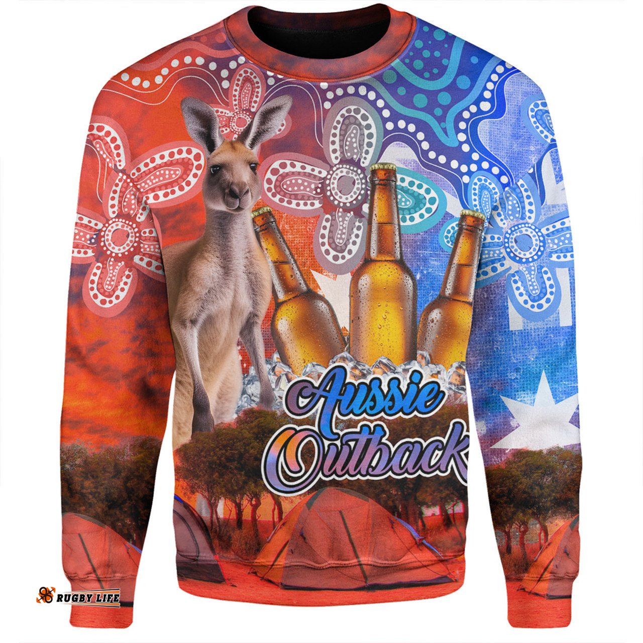 Amazing Aussie Australia Kangaroo Aboriginal Camping Custom Aussie Outback Camping with Beer Sweatshirt