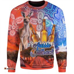 Amazing Aussie Australia Kangaroo Aboriginal Camping Custom Aussie Outback Camping with Beer Sweatshirt