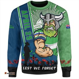Amazing Aussie Canberra Raiders Anzac Day Lest We Forget Strong Fighting Spirit Sweatshirt