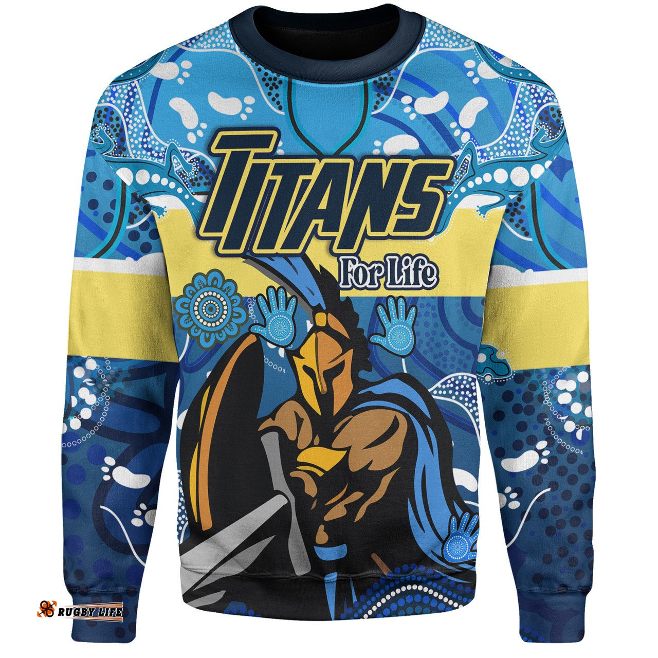Amazing Aussie Gold Coast Titans Custom Gold Coast Titans For Life With Aboriginal Style Sweatshirt