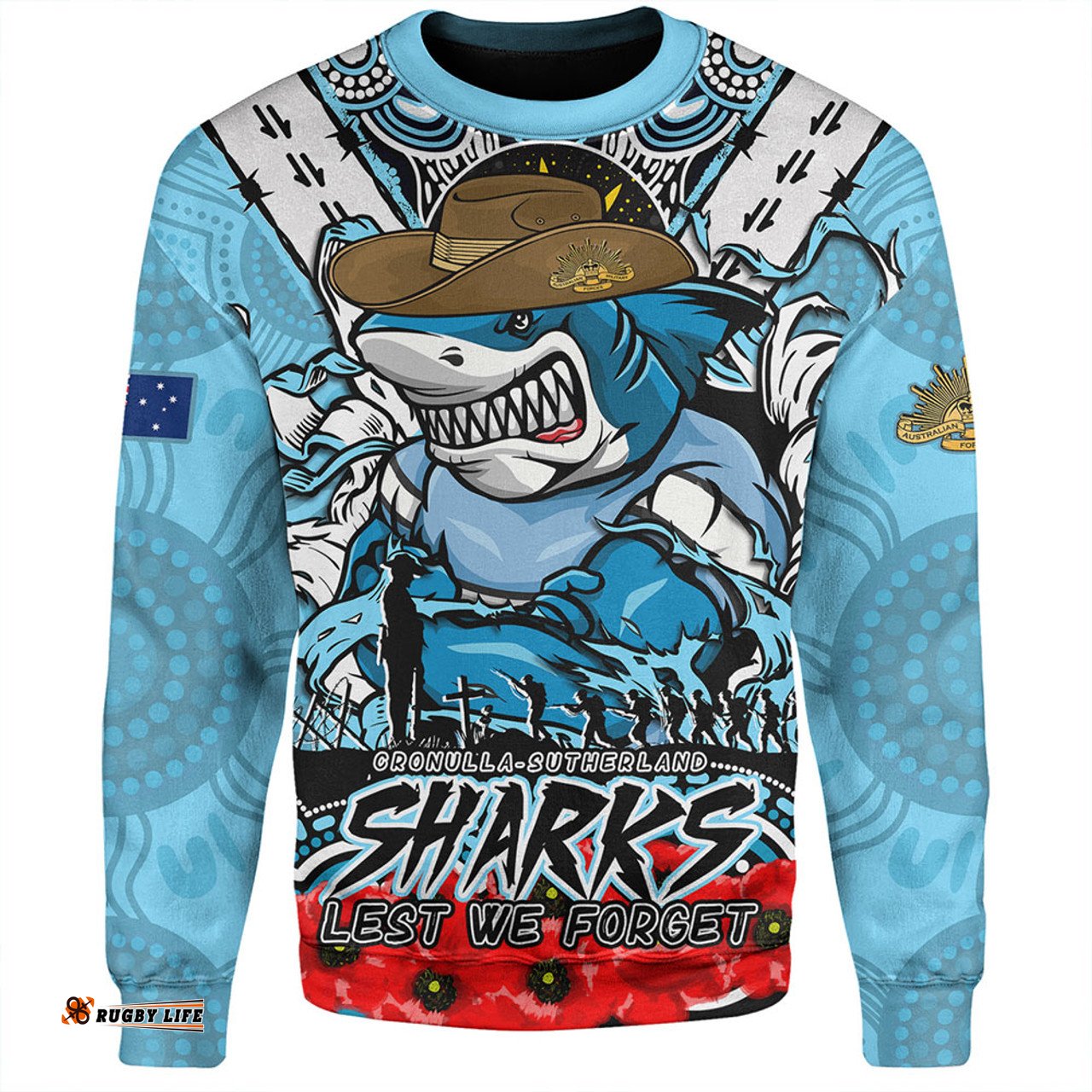 Amazing Aussie Cronulla Sutherland Sharks Ripped Legacy Of The Game The ANZAC Spirit Lives On Sweatshirt