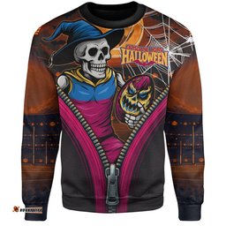 Amazing Aussie Brisbane Lions Halloween Night Reaper Zipper Sweatshirt
