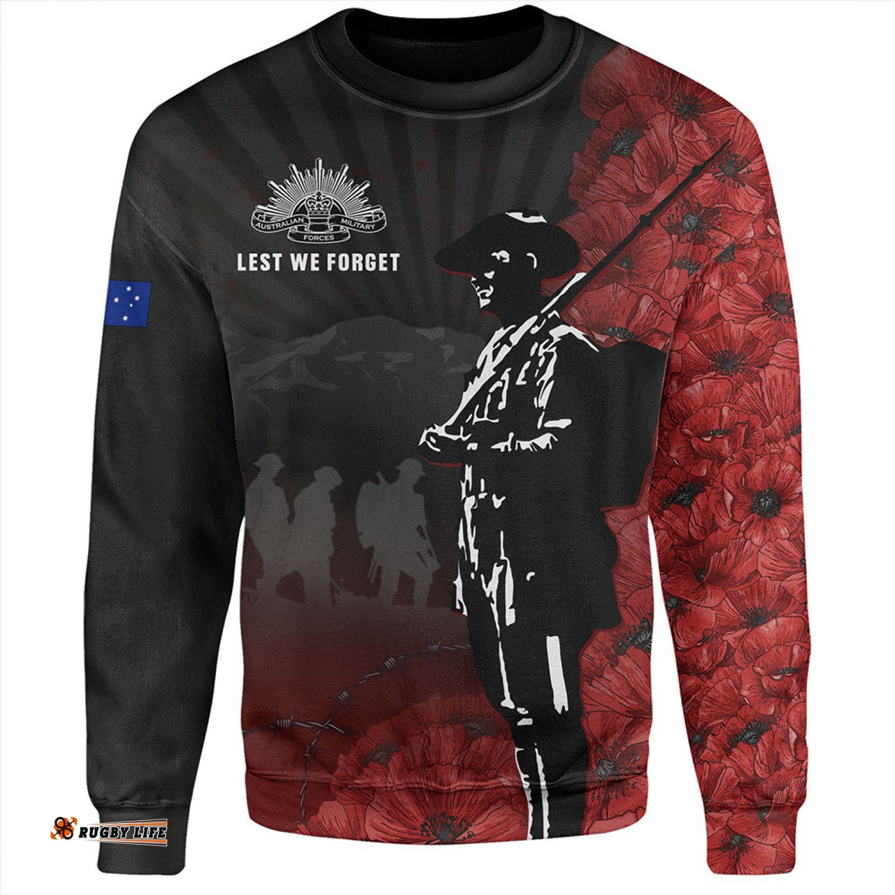 Amazing Aussie Australia Anzac Day Lest We Forget Soldier Stencil Art Sweatshirt