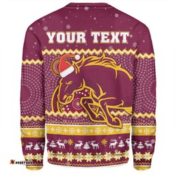 Amazing Aussie Brisbane Broncos Christmas Custom Ugly Xmas And Aboriginal Patterns For Die Hard Fan Sweatshirt